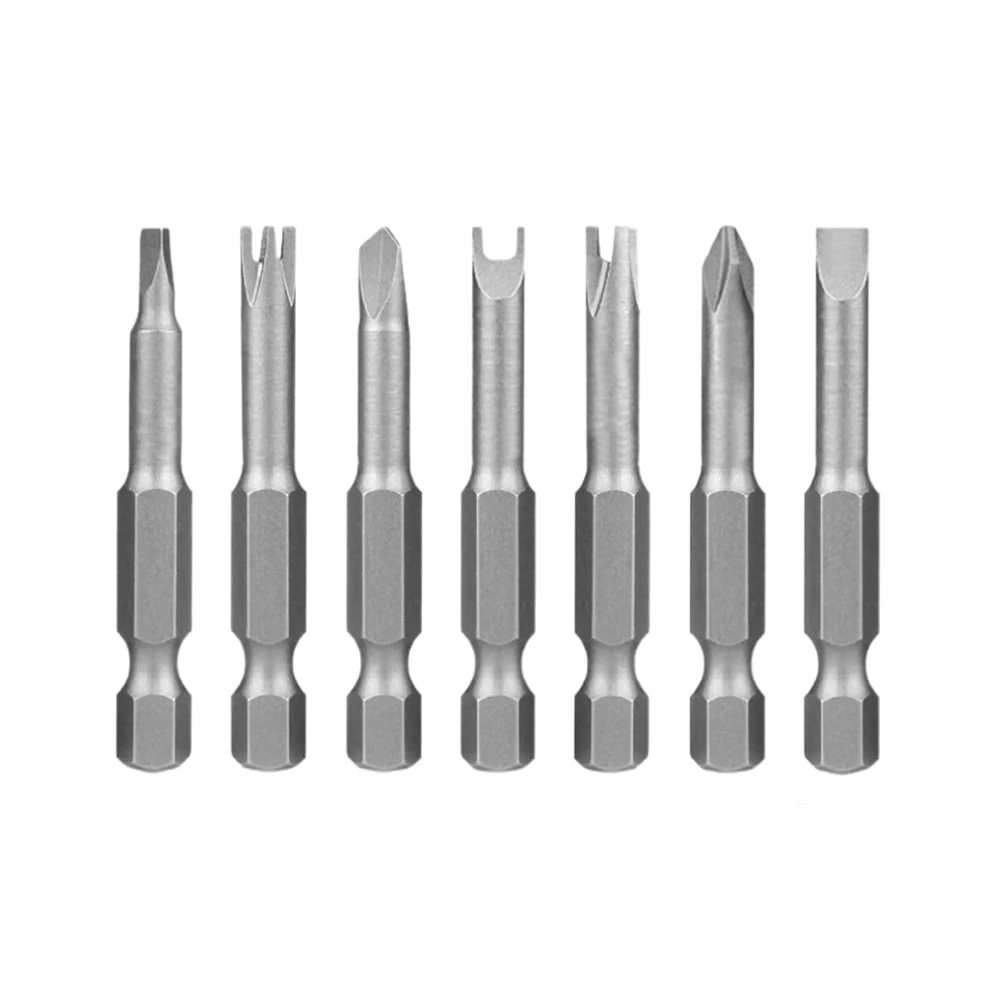 7 Stück 50 mm Schraubendreher-Bit Dreieck (2,6) Y1 U2,6 drei Punkte vier Punkte PH2 SL Kopf 6,35 mm Sechskantschaft für Elektro-Treiber-Werkzeug – Detail 1