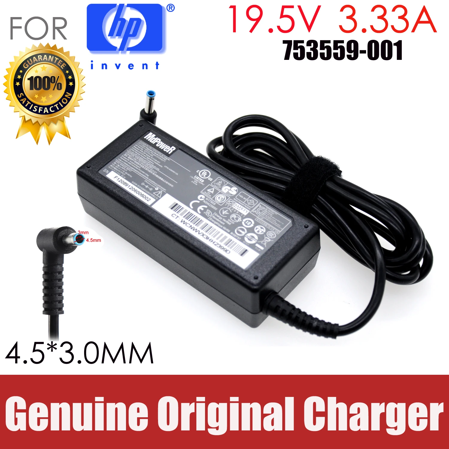 

Original 19.5V 3.33A 65W AC adapter laptop charger For HP Pavilion 15-ak003 15-P074TX P075TX P098TX 240 246 G1/G2/G3/G4 TPN-C117