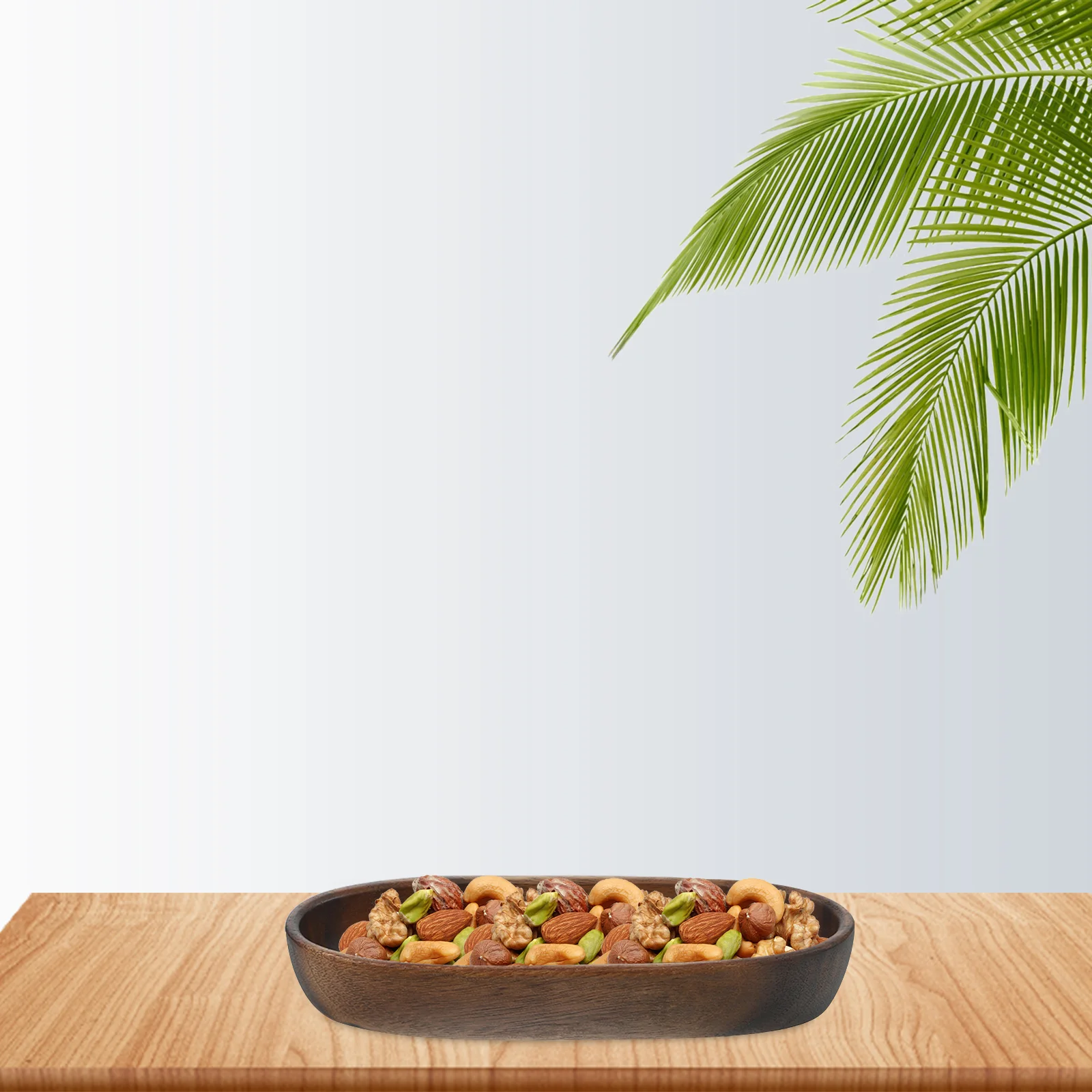 Boat Shaped Acacia Wood Tray Solid Wood Material Snack Bowl Salad Plate Fruit Dish Candy Container Desktop Tray Serving Platter