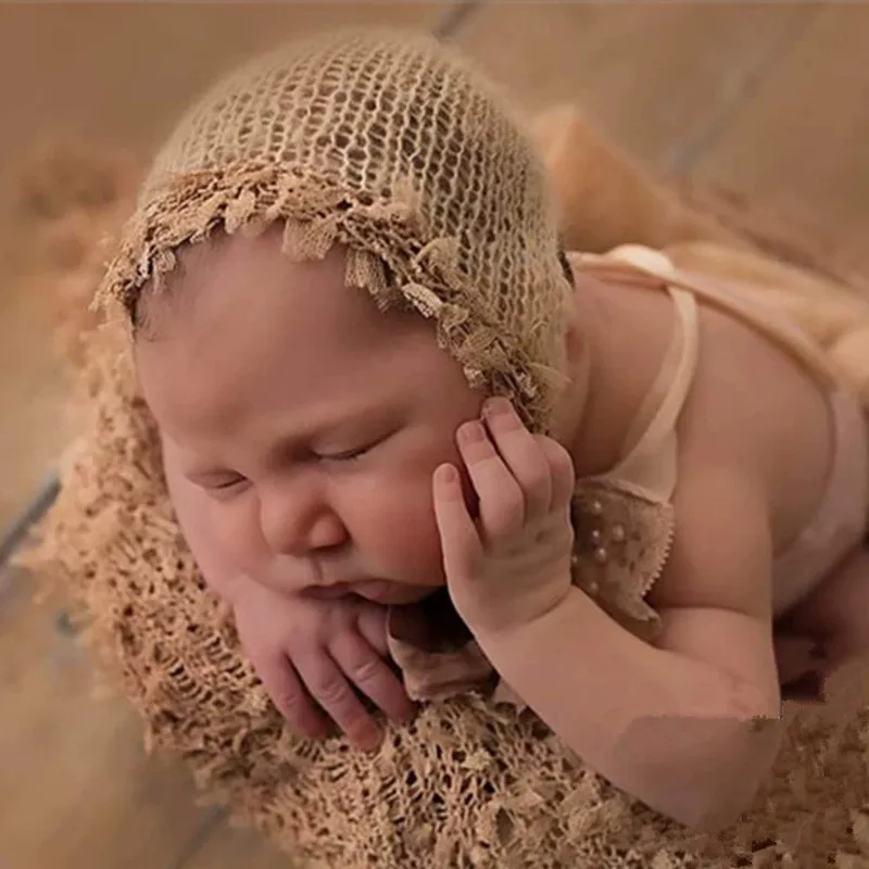 New style newborn photo hat feather edge mohair photo studio baby photo modeling handmade hat 3