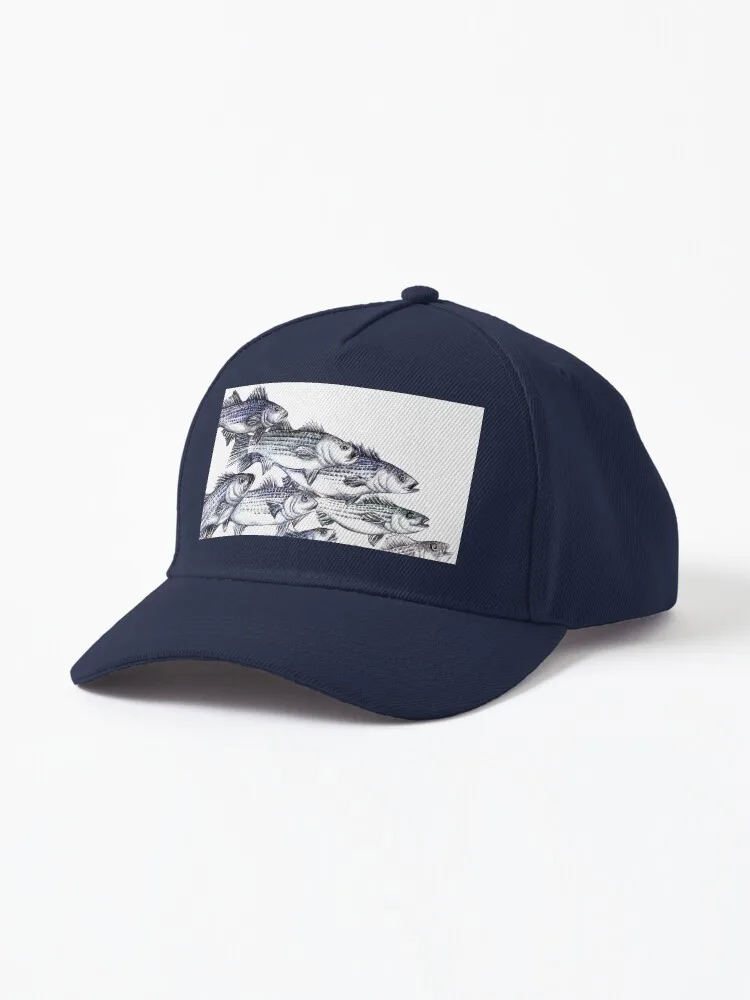 

"Old School" Striped Bass Ink Drawing Cap Snow moondrop kanye west starfield y2k cap