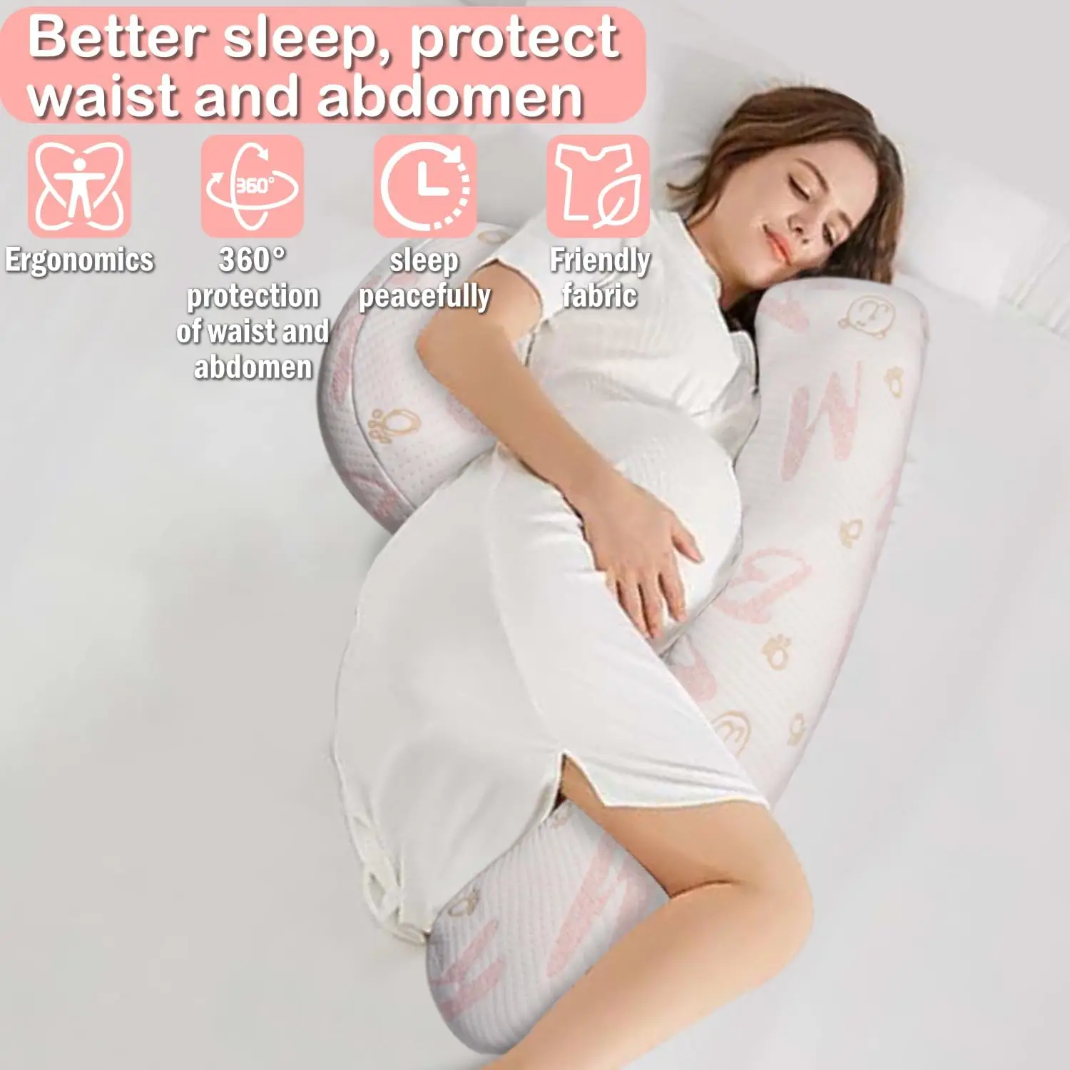 Pregnant Women's Pillow to Protect the Waist Side Sleeping Pillow to Support the Abdomen H-shaped Sleeping Side Cushion P
