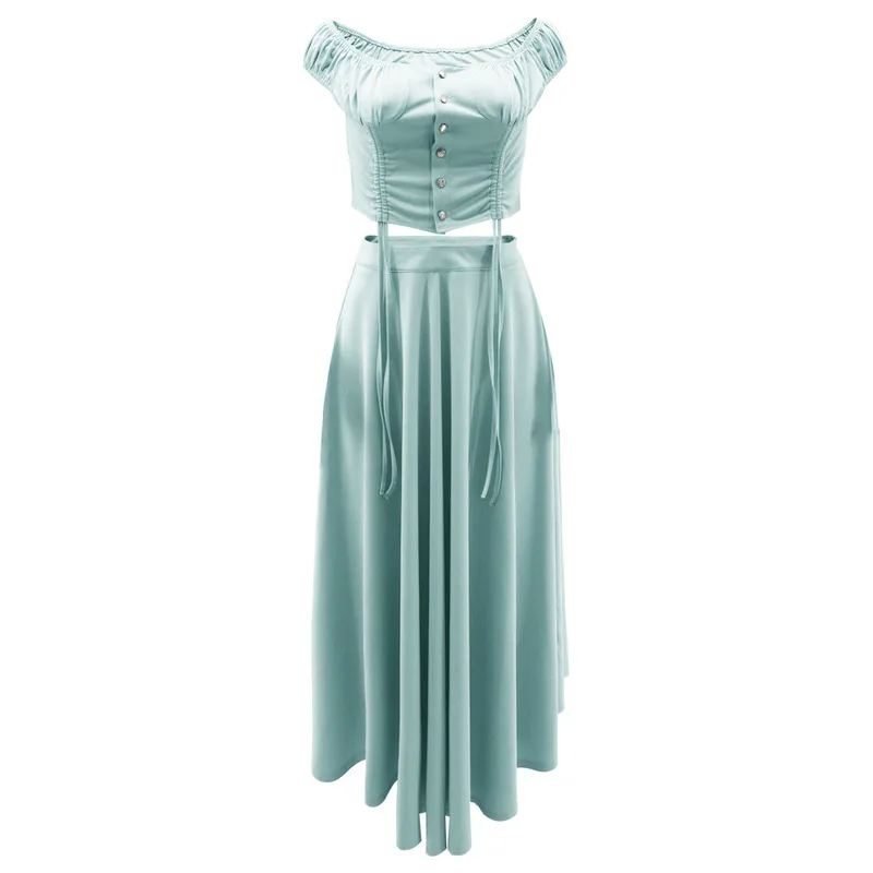 2024 New Fashion Simple and Elegant One Shoulder Short Top A-line Hanging Sense Women's Summer Skirt Elegant Set Two Pieces
