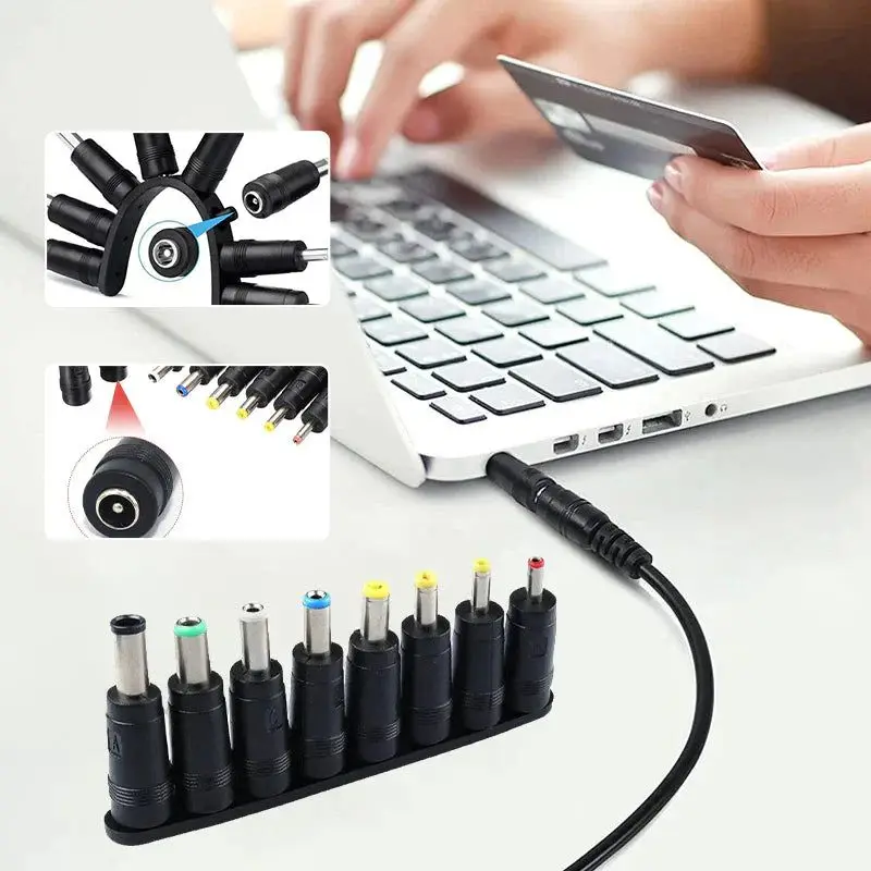 8-In-1 Universal DC Power Adapter Connector Kit Laptop Power Supply Plug Kits Male Bit Adapter power jack female plug adapter 10pcs dc power plug connector 5 5 2 1mm female male power jack adapter plug cable connector for 3528 5050 5730 led strip light