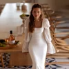 ANGEL Elegant Mermaid Wedding Dress 2024 Long Sleeve Square Collar Open Back Pleat Bridal Gowns Sweep Train Vestidos De Novia 3