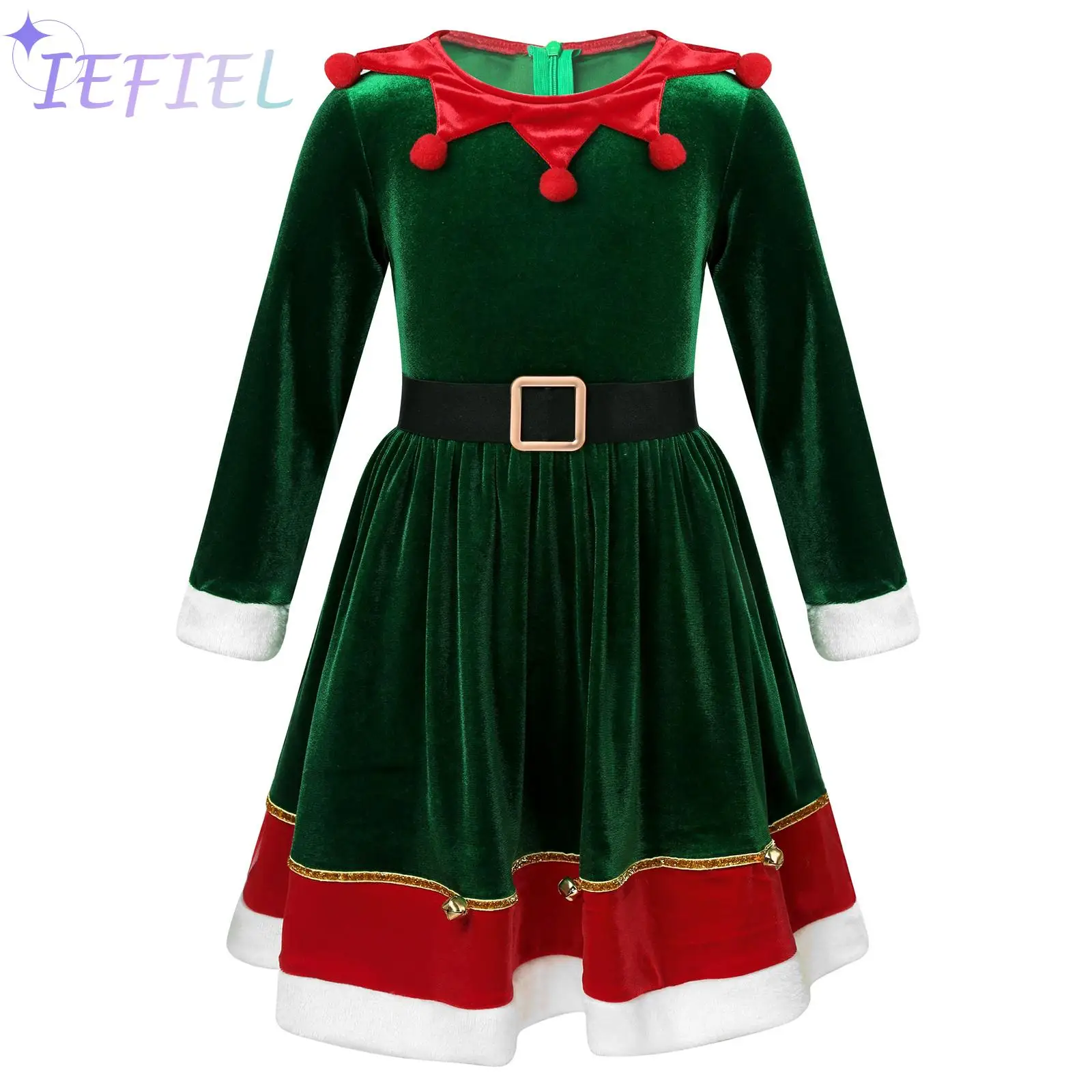 

Girls Christmas Cosplay Costume for Holiday Kids A-line Princess Dress Clown Role Play Clothing Festival Performance Soft Velvet