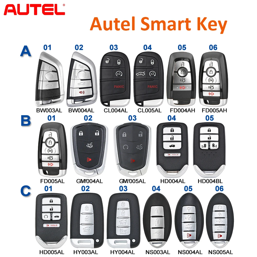 AUTEL MAXIIM IKEY Razor Premium Style Smart Key BW004AL CL004AL CL005AL FD005AL GM004AL GM005AL  HD005AL HY004AL NS005AL NS004AL