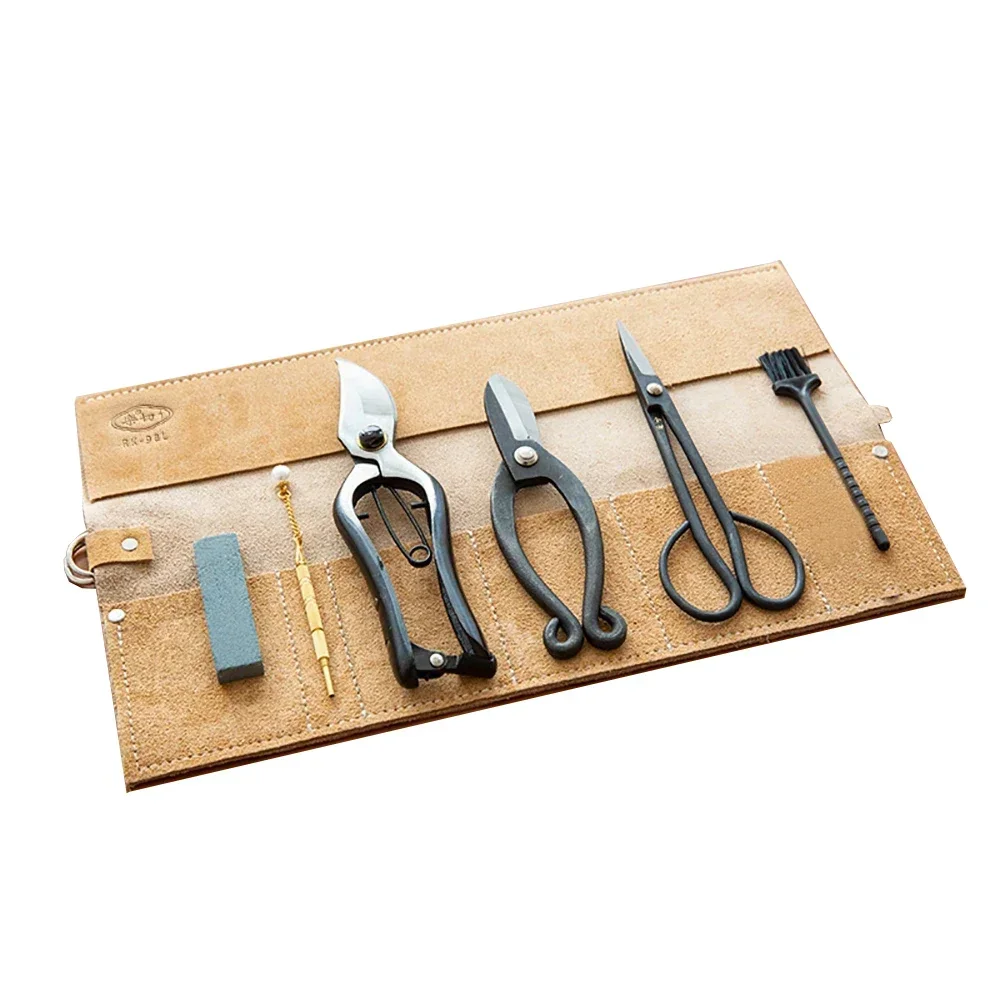 Florist Special Scissors Japanese Ikebana Flower Arrangement Tools Set Flower Art Tool Kit 22x38.5CM Real Suede Cowhide Bag
