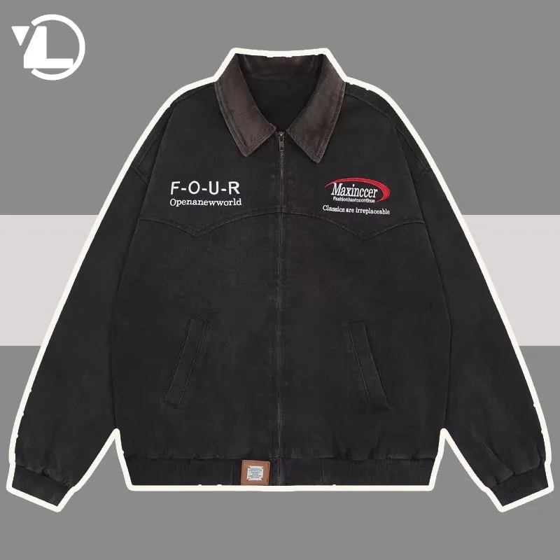 

Винтажная мытая куртка для мужчин и женщин, весенняя куртка-бомбер с вышивкой и надписью, свободная Мужская верхняя одежда, уличная одежда для колледжа, Chaquetas