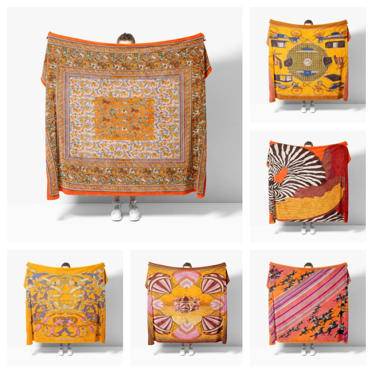 NordicHighEndOrangeBlanketSoftFlannelBlanketBreathableSuper