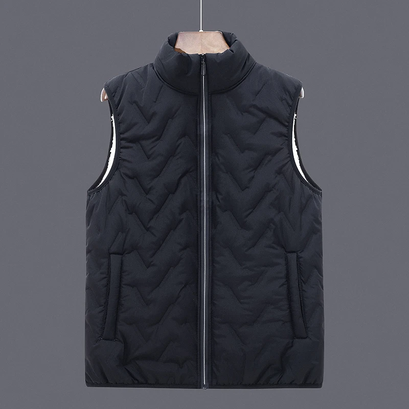 Autumn Winter Men's Solid Turtleneck Zipper Distressed Pockets Sleeveless Cardigan Coats Jacket Vests Fashion Casual Tops