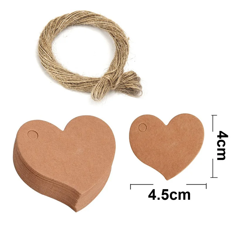 100pc+20m hemp rope gilding thank you for hanging tag cowhide black and white cardboard blank handmade DIY heart circle label handmade tags
