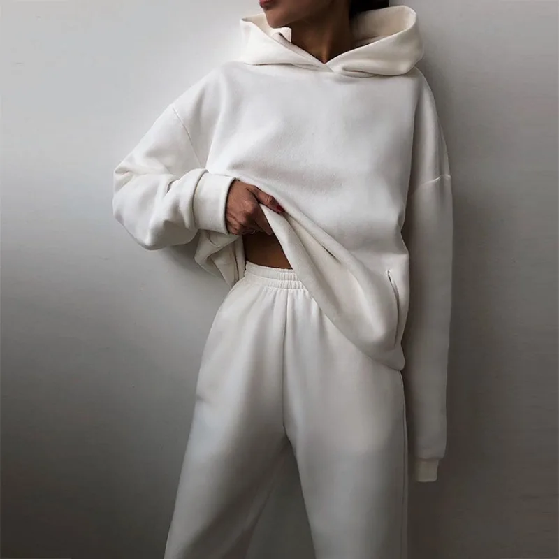 Women's Clothing Autumn Winter European American Casual Fashion Thickened Long-sleeved Sweatshirt Trousers Two-piece Suit 5