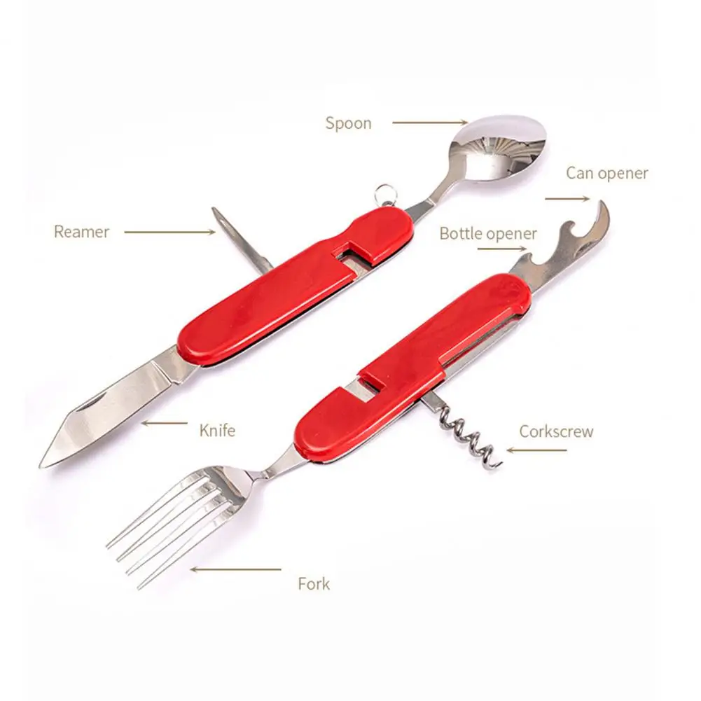 Camping Cutlery Foldable Spork Heat-resistant Detachable Anti-scalding Stainless Steel Folding Fork And Spoon Outdoor Tableware
