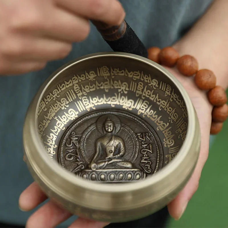 Creative Songbo Nepalese Handmade Bowl, Household Decoration, Meditation Bowl Tibet Tongkuo Yoga Sound Therapy Buddha Sound, 1Pc