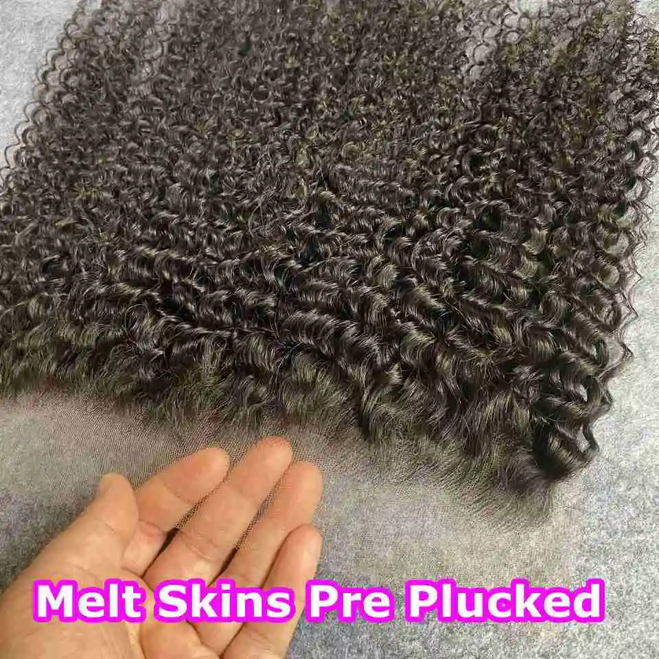 13x4 Ultra Fitted HD Lace Frontal Only Melt Skins Brazilian Deep Curly Human Hair 5x5 6x6 HD Lace Closure PrePlucked Free Part