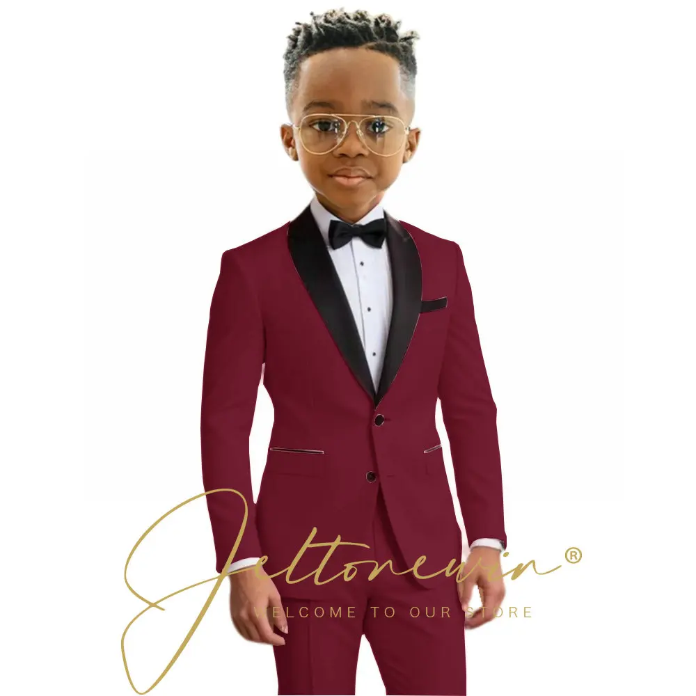 Charming Pink Boys' Two-Piece Formal Tuxedo Set with Shawl Lapel Blazer and Slim Fit Pants