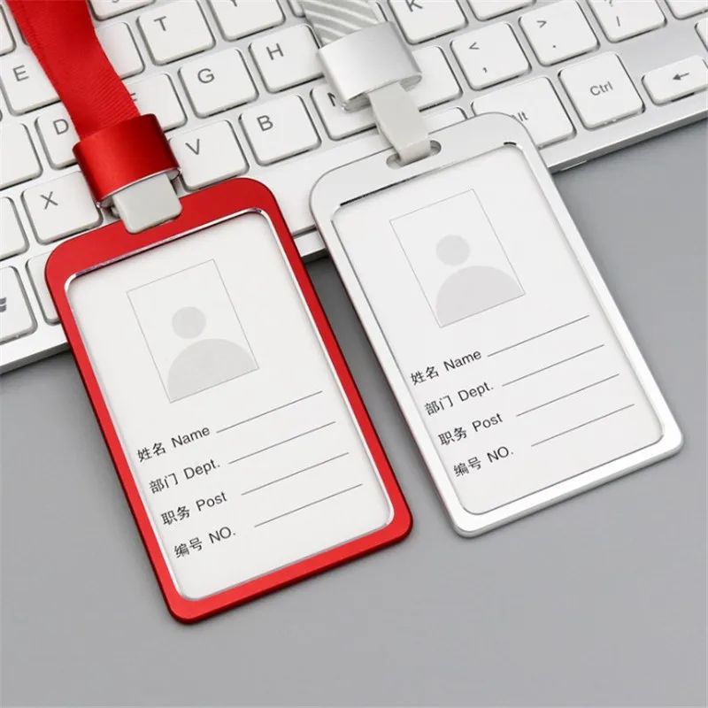 Card Holder Fashion Card Cover Aluminum Alloy Work Name Card Holders Business Work ID Badge Lanyard Holder Rope Metal Bags
