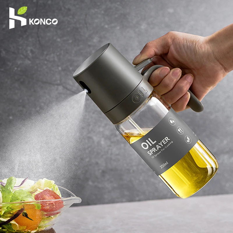 Bouteille d'huile en verre Borosilicate de 250ml, vaporisateur d'huile  d'olive, pour la cuisson des salades, friteuse à Air