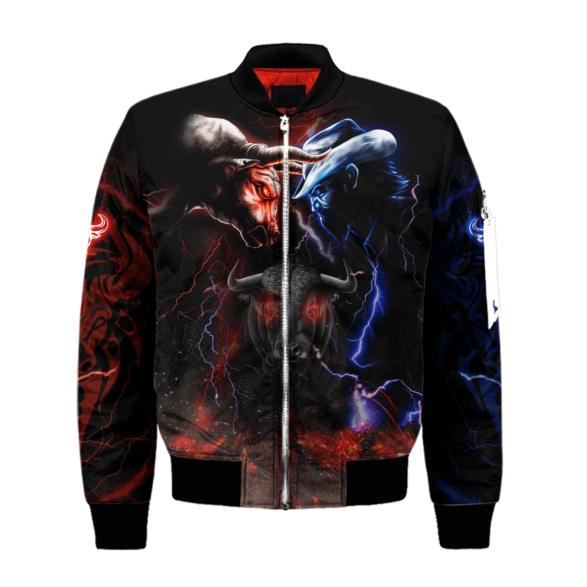Männer Bomberjacke Anpassen Name Bull Riding 3D Gedruckt Winter Reißverschluss Jacke Casual Unisex Harajuku Streetwear Mantel FX-08 – Detail 7
