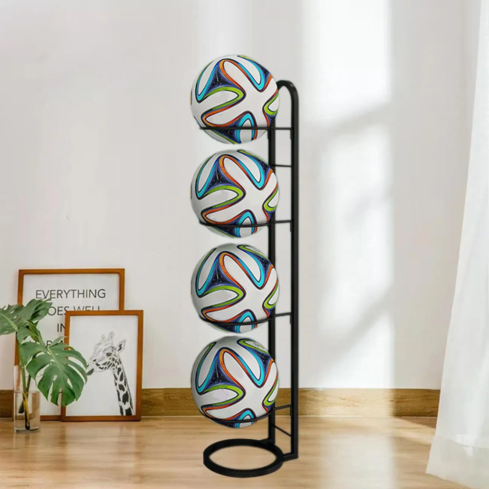 Basketball Storage Shelf Vertical Ball Storage Free Standing Sport Equipment Organizer 5 Tier Ball Rack Kindergarten sports ball storage rack