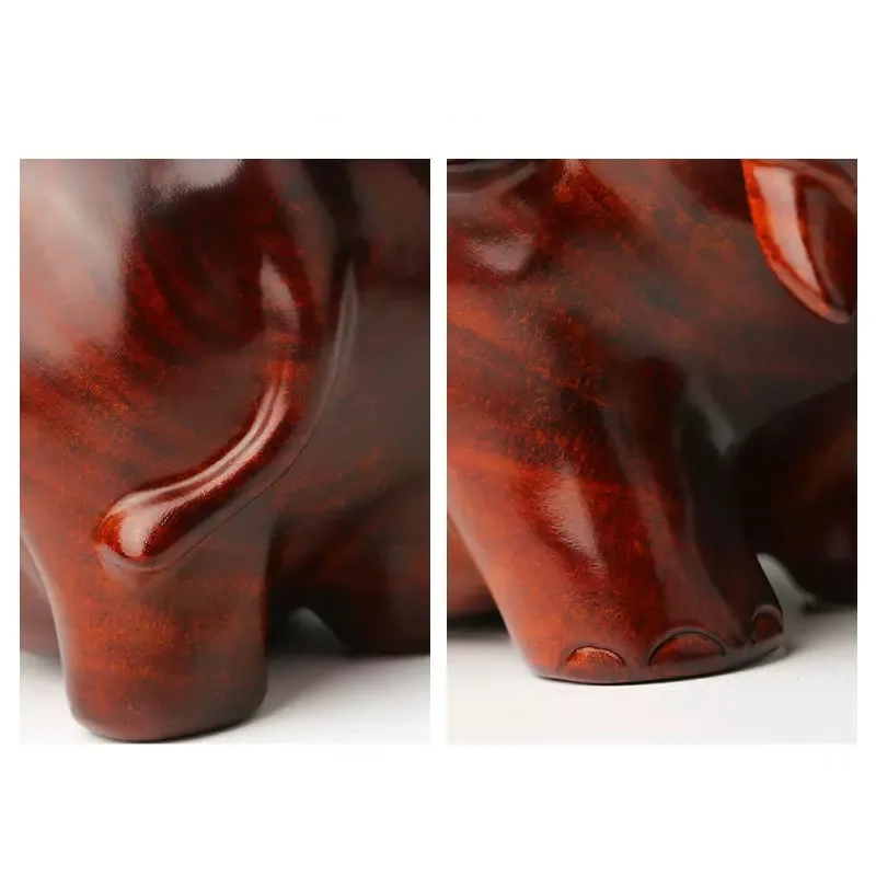 Solid Wood Elephant Handicraft Ornaments, Mahogany Carving Objects, Living Room, Porch Decorations, 1 Pair