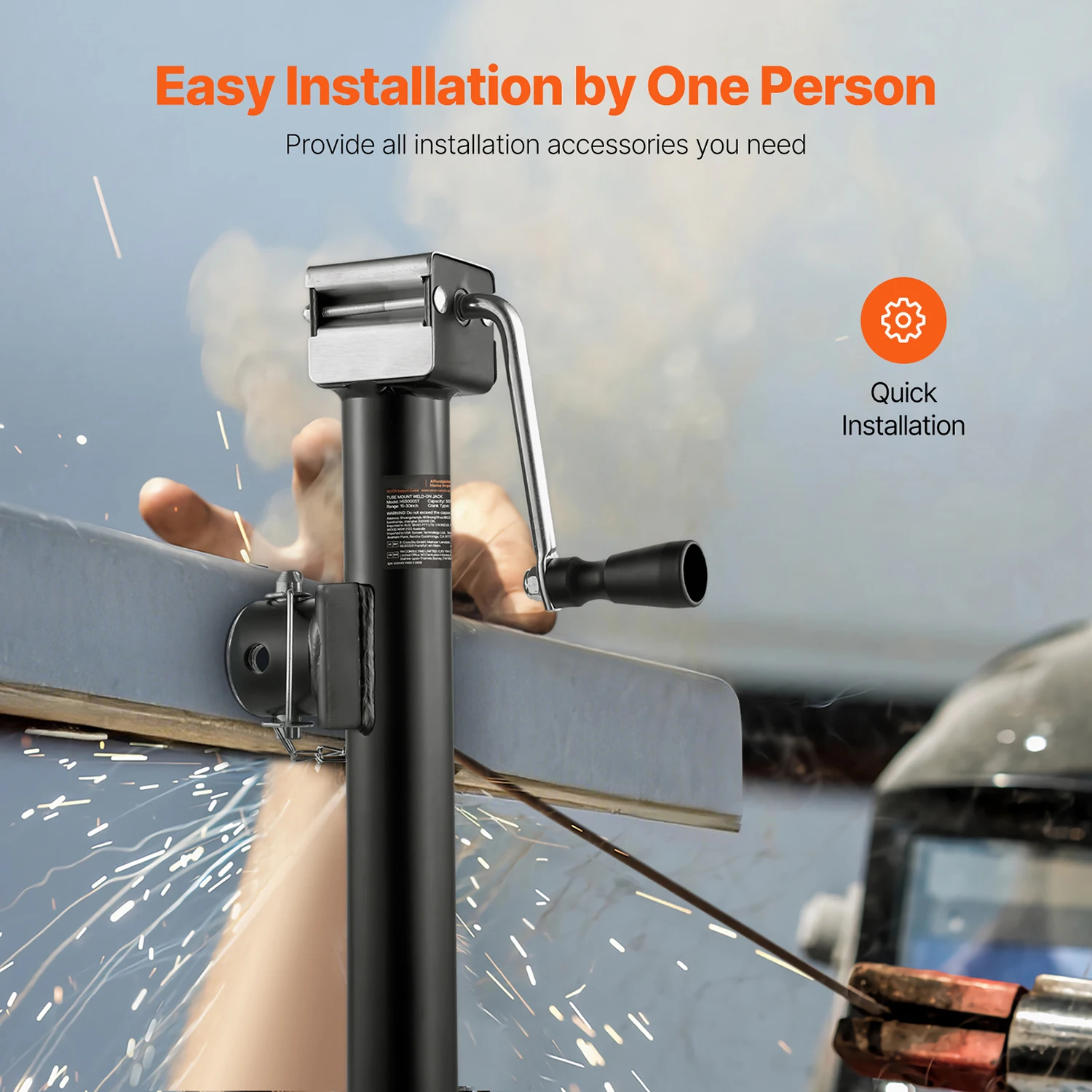 SucceBuy 5000 lbsTrailer Jack Weld-on Pipe-Mount Swivel Trailer Jack with 15in Vertical Travel for RV Utility Yacht Trailers