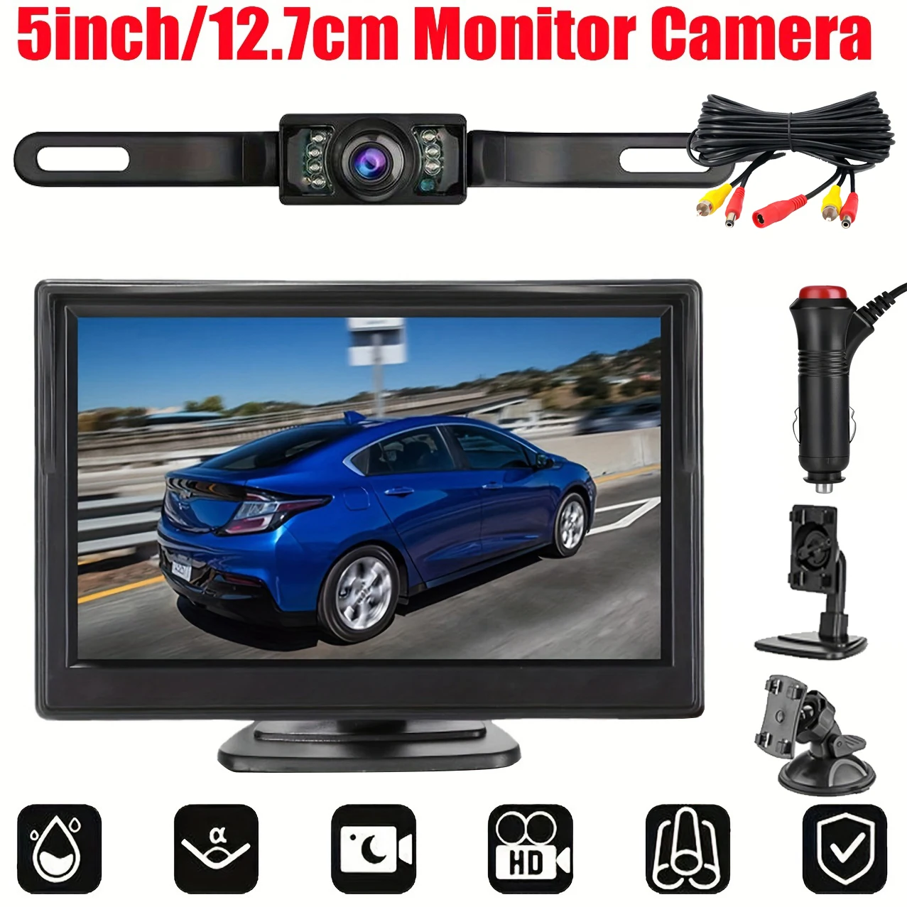 

5 inch TFT LCD Car HD Monitor Reverse Camera Security Display for Reverse Backup Parking Camera Drive Recorder
