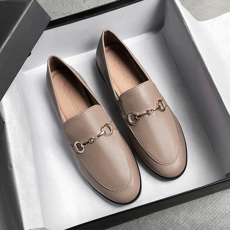 Women Shoes Ladies Flat Fashion Vintage British Leather Oxford Loafers Size 44 Comfy Casual Shallow Flats