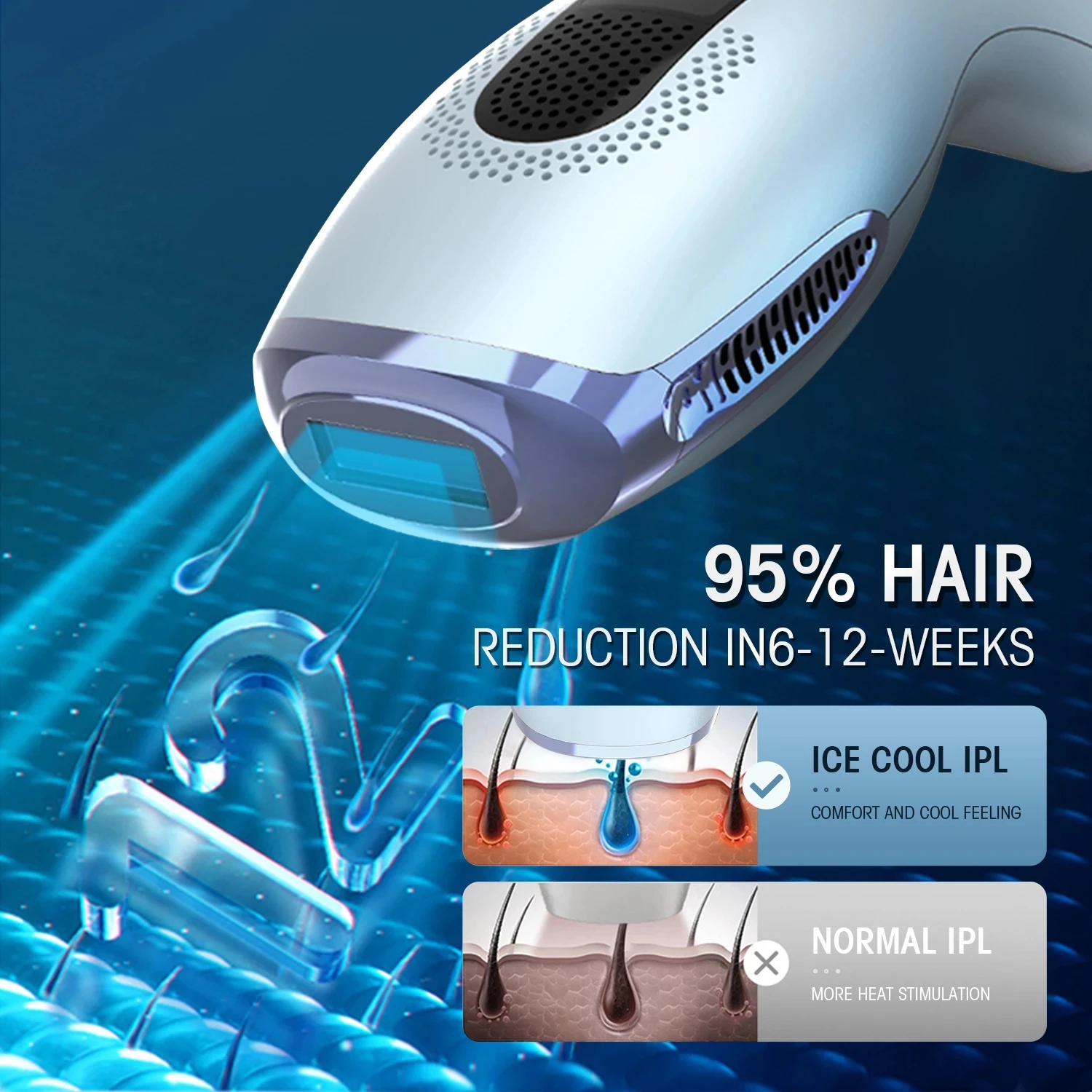 DEESS GP592 IPL 2IN1 Laer Hair Removal Ice Cooling Epilator Permanent Face Body Bikini Depilador Home Laser Unlimted Flash 3