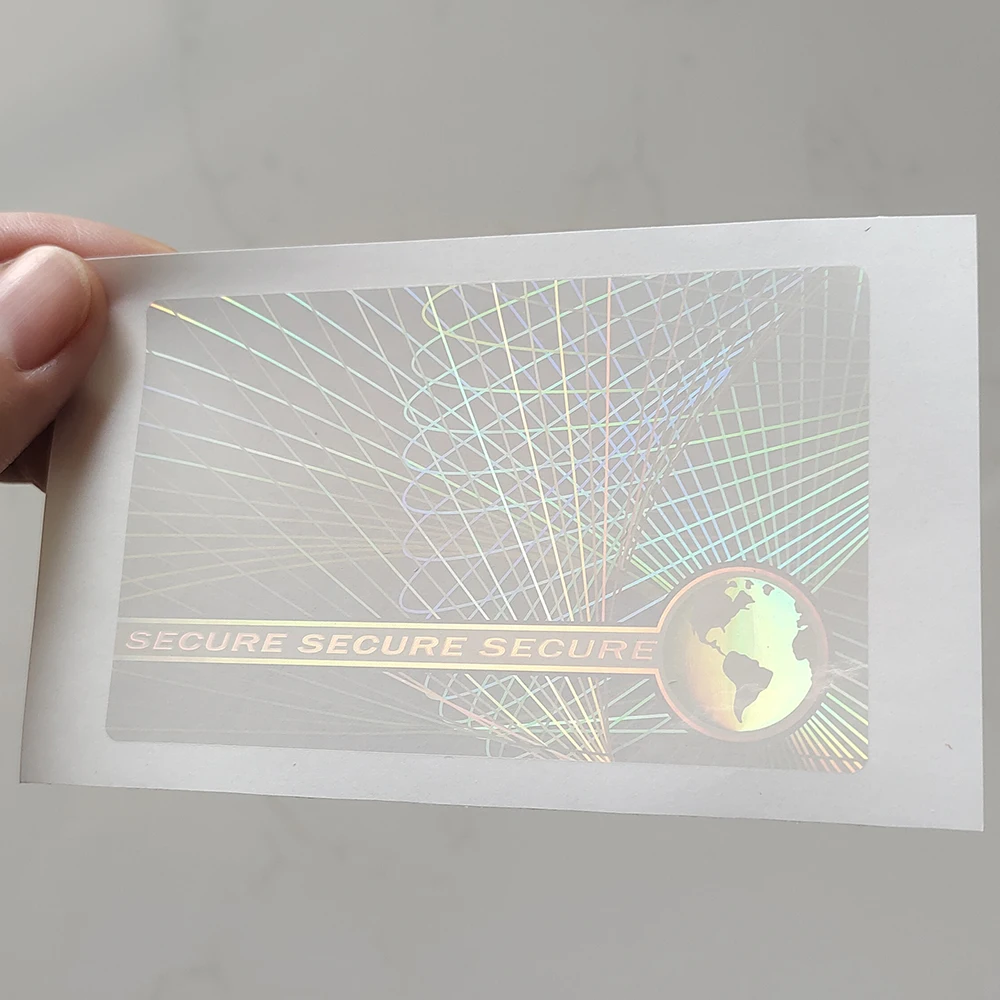 100 stücke 84x52mm transparente Hologramm karte Aufkleber wasserdicht reißfest klar Kunststoff Laser holo graphisch unmöglich zu kopieren – Detail 4