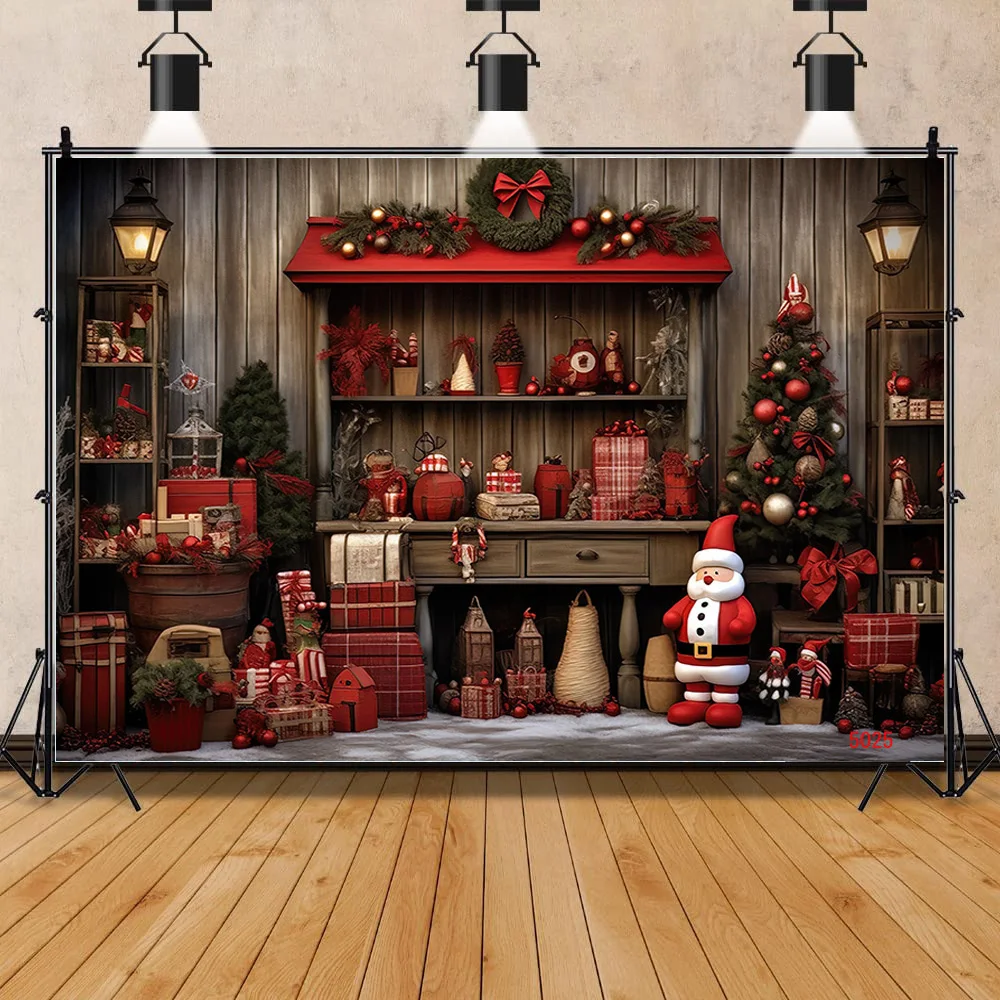 

SHENGYONGBAO Christmas Day Fireplace Photography Backdrops New Year Candy Chimneys Store Ball Window Studio Background WW-56