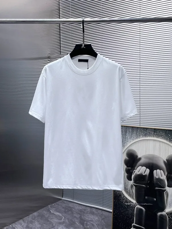 thumbnail image 1 of Camiseta de manga corta de algodón puro con letras de metal D c para hombre, sencilla, de talla grande, con cuello redondo y holgada, 1 of 5