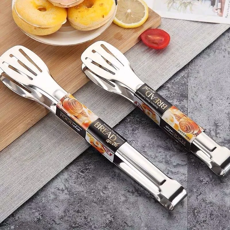 Stainless Steel Food Tongs Anti Heat Bread Clip Buffet Cooking Pastry Clamp Utensil Steak BBQ Tongs Kitchen Tool Accessories