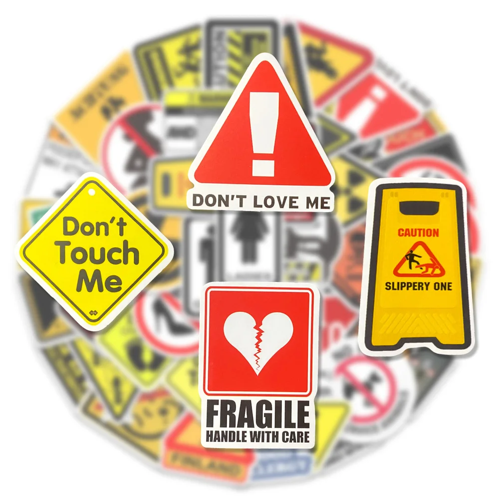 10/30/50Pcs Danger Banning Warning Stickers Suitcases Laptops Mobile Phone Guitars Motorcycle Helmet Waterproof Sticker