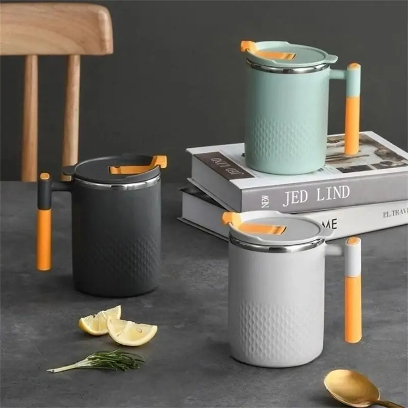 Portable Double-layer Anti-scalding Coffee Mug 304 Stainless Steel Water Cup Handle Cover Leak-proof Thermos Cups Mugs coffee mug