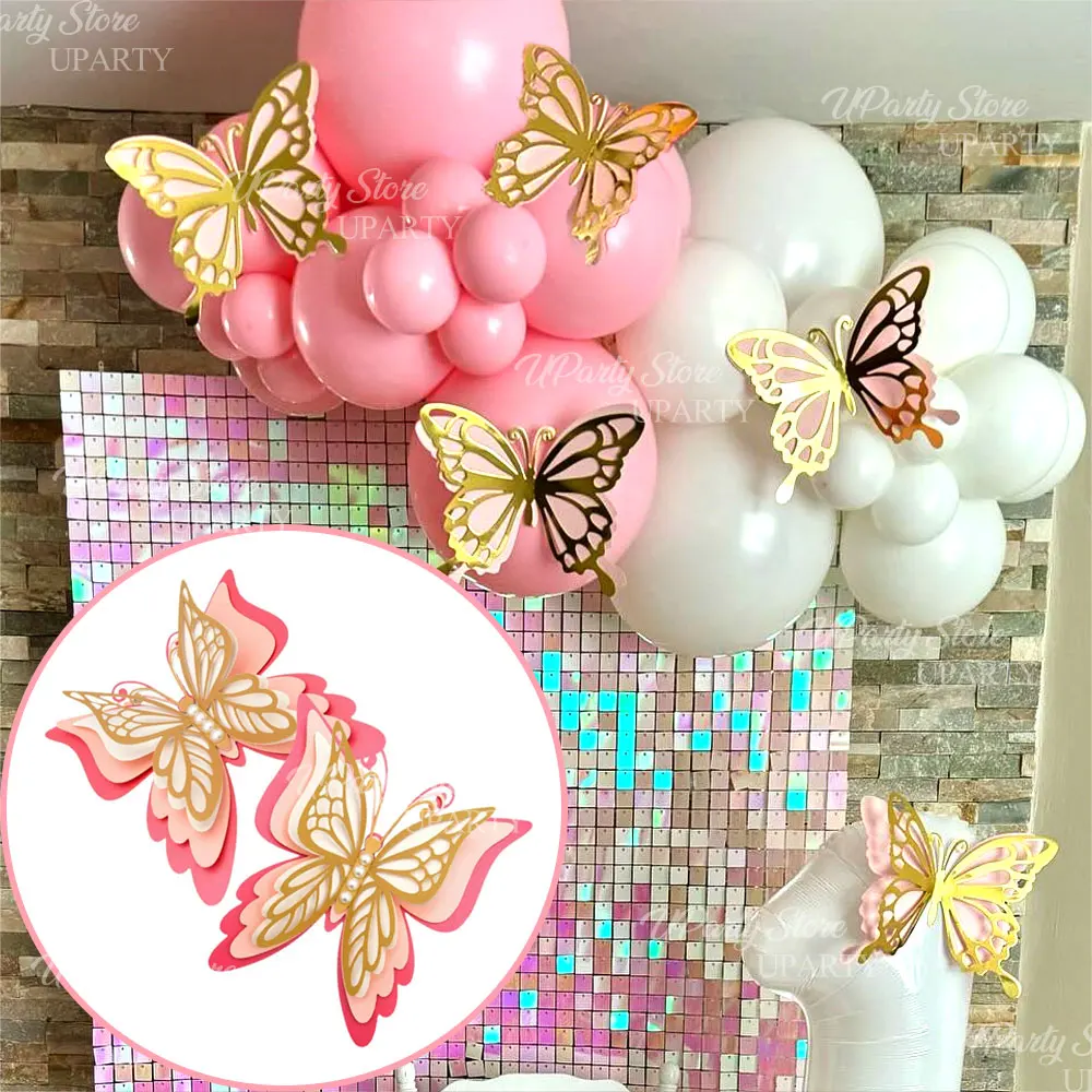 6 Stück 3D große Schmetterlings-Partydekorationen, riesige Papier-Schmetterlingsaufkleber, Wanddekoration für Geburtstag, Hochzeit, Babyparty, Mitbringsel