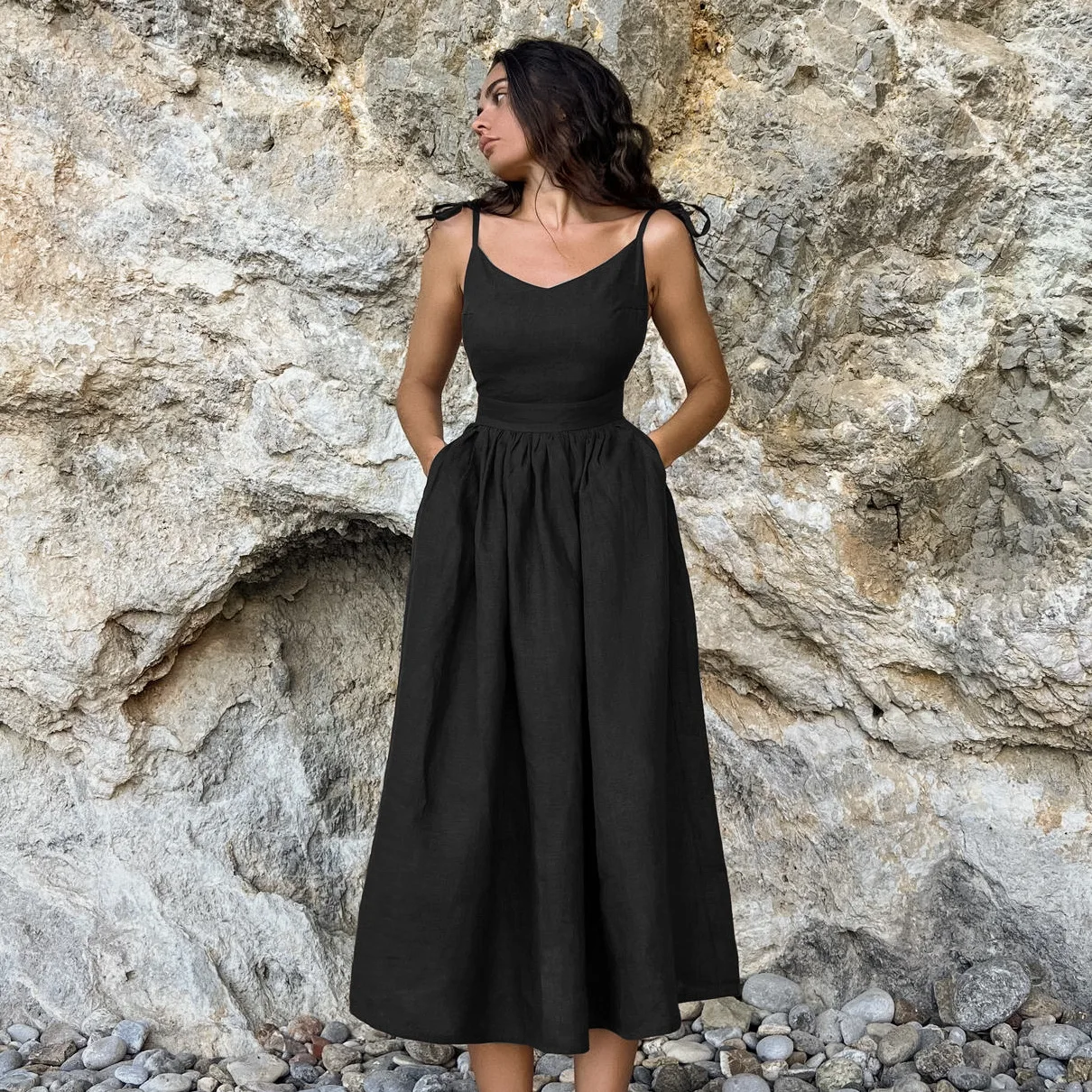 Slip Dress Women Beach Dresses A Line Sleeveless Backless Lace Up Split Camisole  Maxi Gown Vestidos 2025 Summer Sexy Sundress - AliExpress 200000345