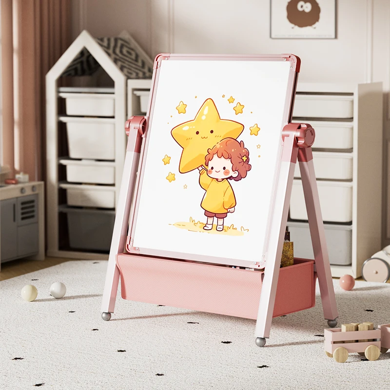 휴대용 자석 화이트보드 드로잉 보드 지울 수 있는 접이식 스탠드 포함 가정용 먼지 없는 소형 칠판 소년 소녀용