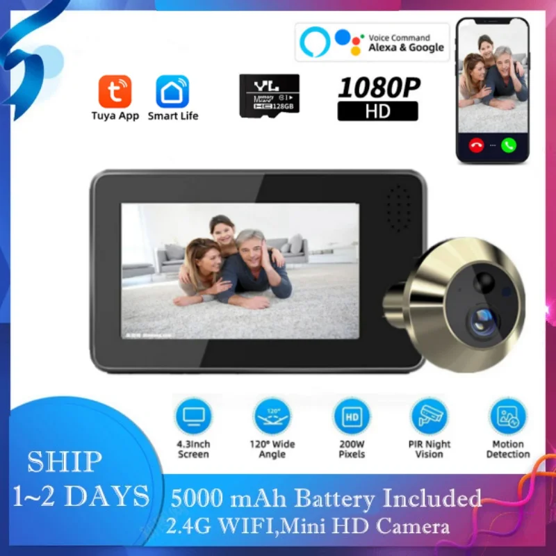 Mini Peephole Lens 5MP IP Türspion Kamera Mit Bewegungserkennung - POE Video Tür Auge Kamera