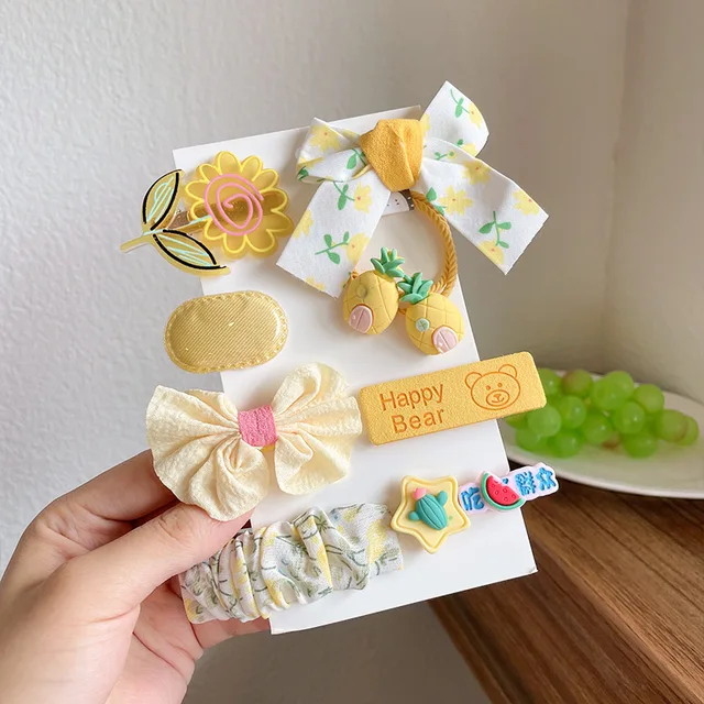 Coffee Warm Color Cute Cartoon Princess Hairpins Children Girls Kid Hair Clips Barrettes Accessories Hairclip Headwear Headdress yellow