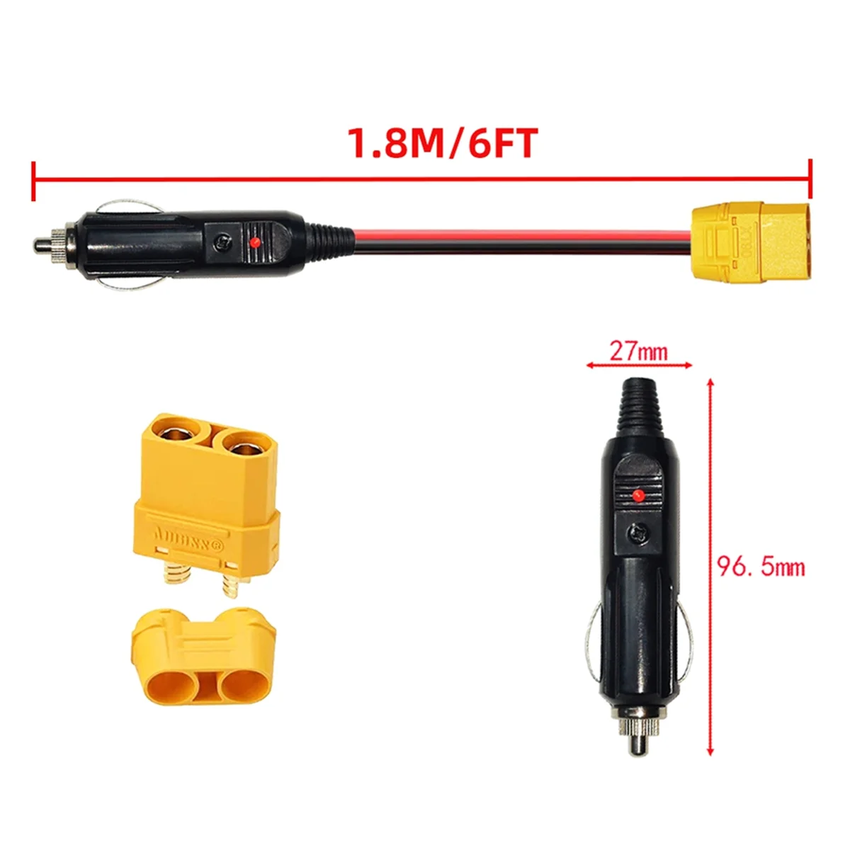 Newest Lighter Charging Cable XT90 Female Connector to Car Cig Lighter Male Plug for Solar Generator Power Station 14AWG 12V 4