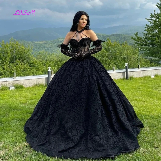 Black Princess Tulle Ball Gown Quinceanera Dresses Appliques 3DFlower  PromDress | eBay