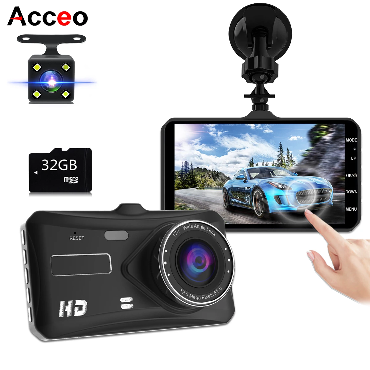 

Acceo Car Dvr Dash Cam With Rear View Camera Full HD 1080P Dual Lens Video Recorder Auto Registrars Vehicle Dashcam Camera