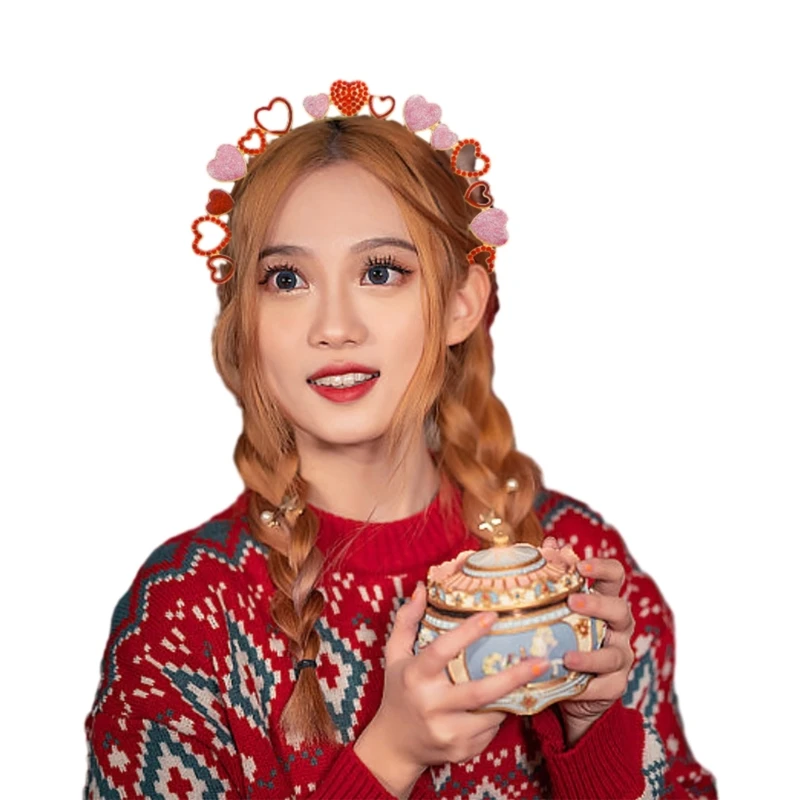

Valentine's Day Heart Headwear Glitter Headband Festive Hair Clips for Lover