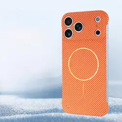 Luxury Frameless Kevlar Carbon Fiber Phone Case with MagSafe Wireless Charging Compatibility - iPhone 17 Pro (F6)