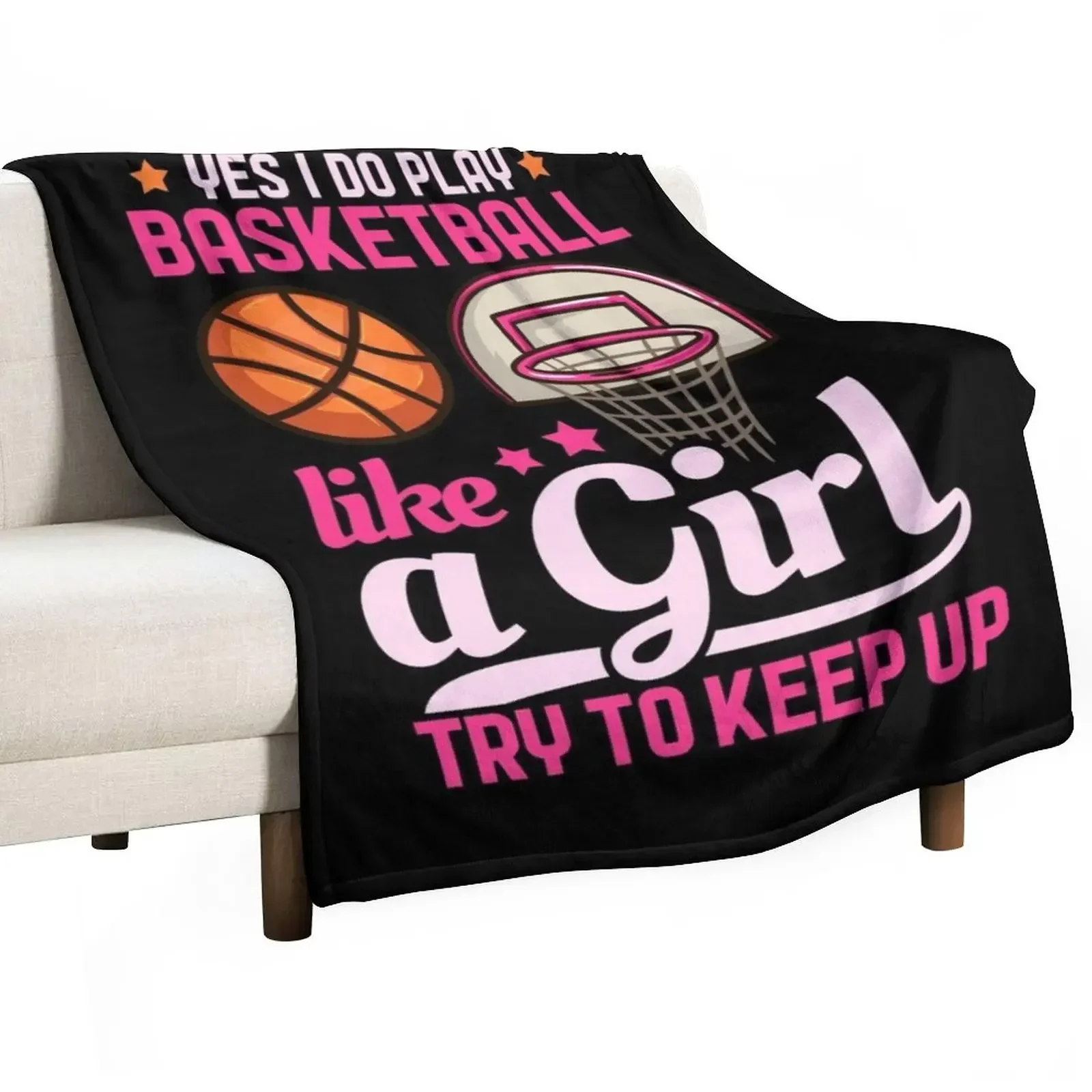 

Basketball Player Girl Throw Blanket Designers Furrys Blankets