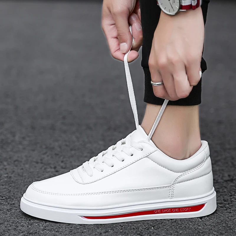 Men Shoes Leather Casual Shoes Classics Slip on for Work Bussiness Office Driving Sneaker Ventilate  Versatile Little White 2