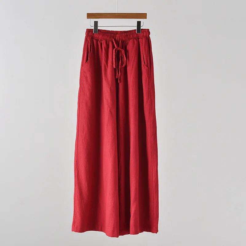 cropped leggings Full Length Wide Leg Pants Vintage Loose Elastic Waist Solid Color 2022 New Summer Clothes Pockets Women Pants RV874 carhartt pants