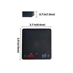 Precision Digital Coffee Scale with LED Timer and USB Rechargeable Display, 3kg Capacity, 0.1g Accuracy, Multi-Unit Kitchen Scale - 3Kg (3kg-1g -B)